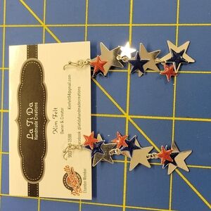 Patriotic Flag USA Red White & Blue Earrings